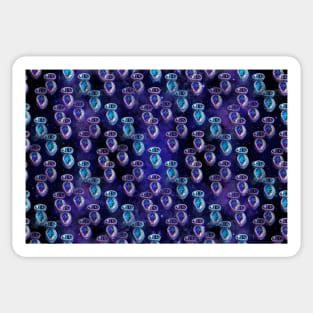 Handbeaded Crystals Floating in Space. Blue and Purple. Sticker